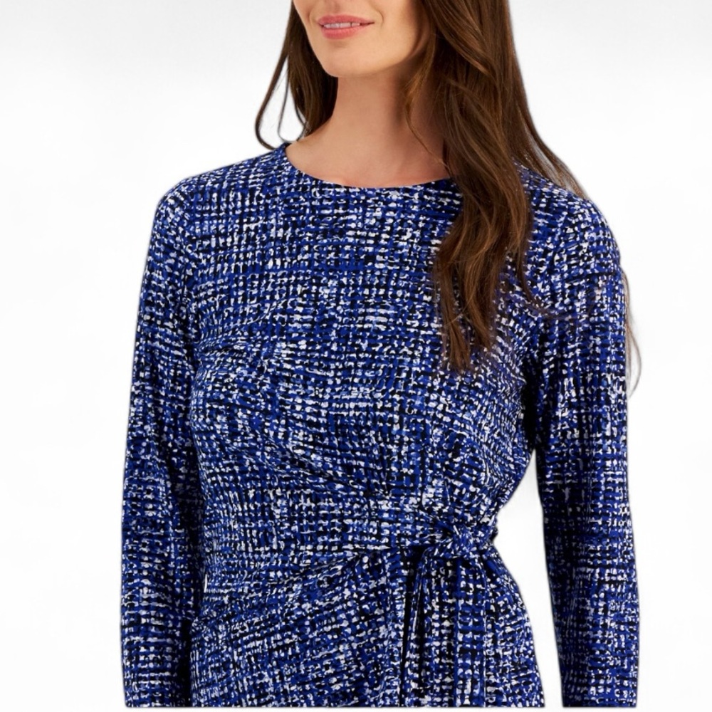 Kasper Plus Size Printed Side-Tie Blouse - Size 2X - Picture 2 of 6